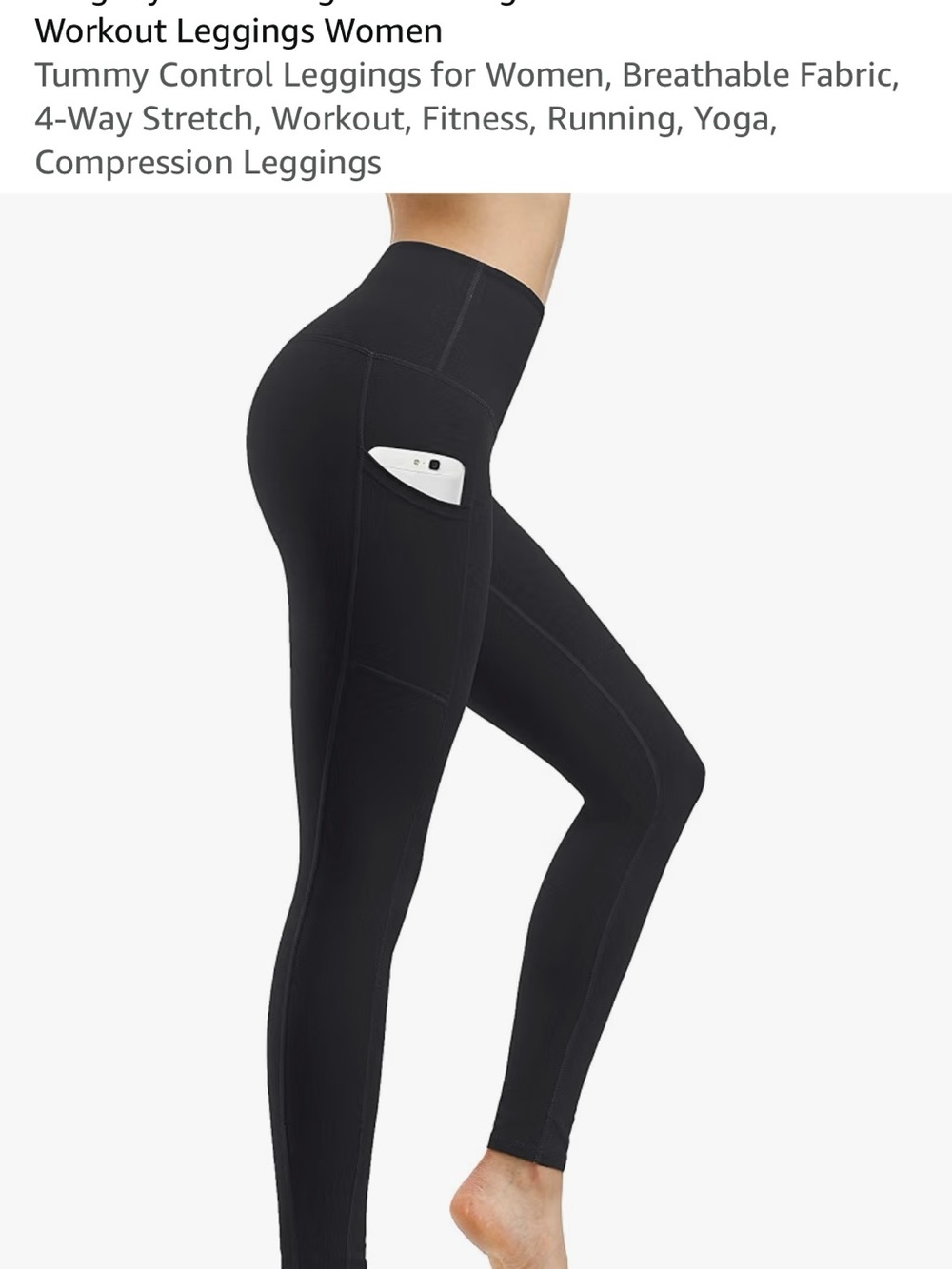 High-Rise Black Pocket Leggings for Women